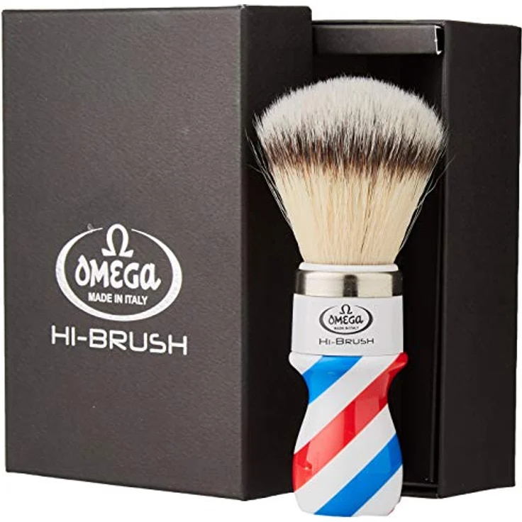 Omega Pennelli Omega Rasierpinsel 46806 Hi Brush mit Barber Pole Griff – Bild 4