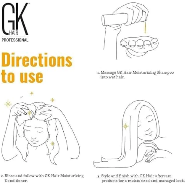 GK HAIR Global Keratin Moisturizing Shampoo 300ml - Shampoo ohne Silikone, Sulfate und Parabene - Pflegt trockenes und geschädigtes Haar - Damen und Herren – Bild 5