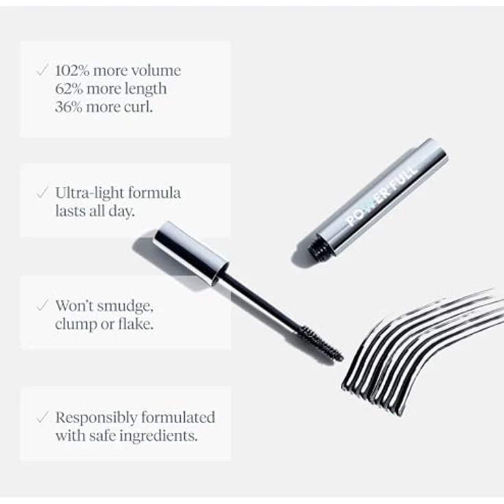 WONDERSKIN Power’Full Wimpernverlängernde Volumenmascara, 10 ml, für dichtere und längere Wimpern, vegan – Bild 7