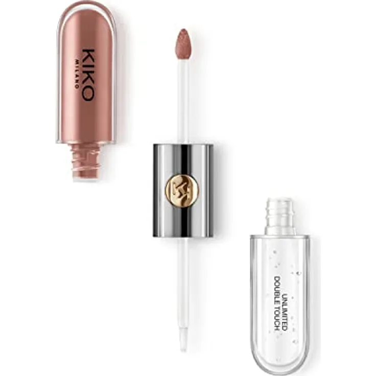 KIKO Milano Unlimited Double Touch, langanhaltender flüssiger Lippenstift mit Glanz, Farbton 103 Natural Rose, 6 ml