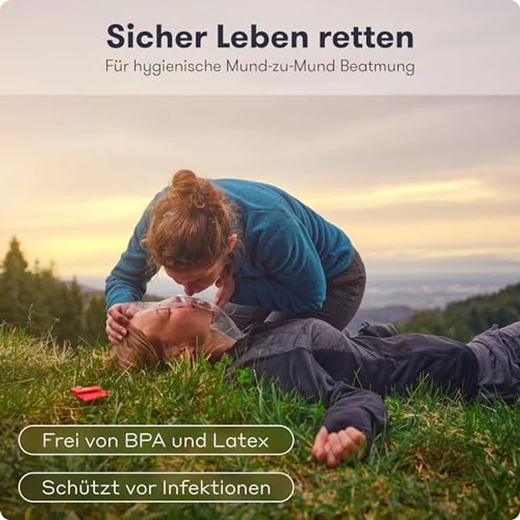 Purahelp Erste-Hilfe-Set Beatmungstuch 12er Set, Hygienischer Mund-zu-Mund Beatmungsschutz mit praktischer Tasche und Schlüsselanhänger – Bild 2