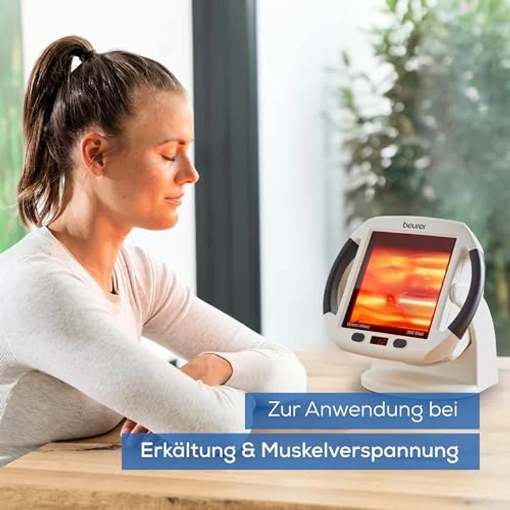 Beurer IL 50 Infrarot-Wärmestrahler, Medizinprodukt mit 300 Watt, stufenlos verstellbarem Schirm, Weiß, für Erkältung und Muskelverspannung – Bild 3