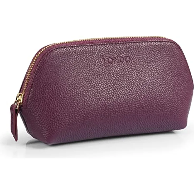 Londo Echtleder Kosmetiktasche, Schminktasche, Make up Tasche für Damen, Mädchen - Sonderfach mit Reisverschluss (Lila)