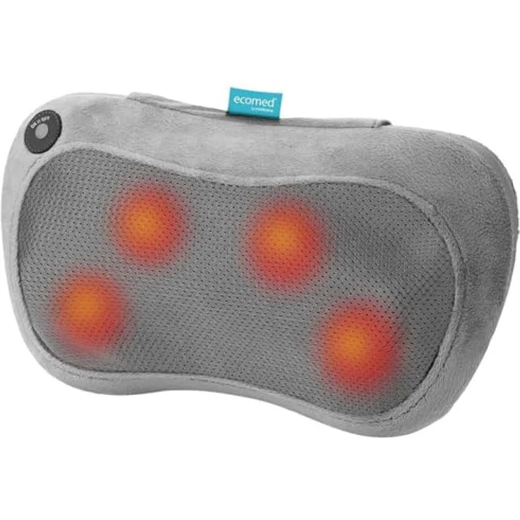 Ecomed MC-25E Shiatsu Massagekissen, mit 4 rotierenden Massageköpfen, Rotlicht- und Wärmefunktion, bequemer Stoff, handliches Design mit Klettband zur Stuhllehnenbefestigung – Bild 2