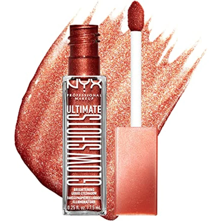 NYX Professional Makeup Ultimate Glow Shots, Lidschatten mit glossy-glitzerndem Finish, 7,5 ml, Nr. 11 - Clementine Fine – Bild 9