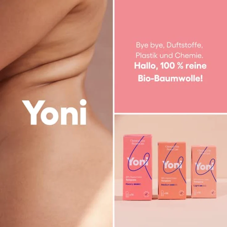 Yoni Tampons Super, 100% Bio-Baumwolle, chemikalienfrei, hypoallergen, ohne Plastikfolie, 16 Stück – Bild 3
