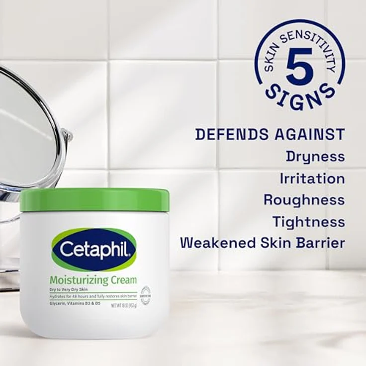Cetaphil Feuchtigkeitscreme für Trockene Haut, Komplexe Epidermale Erneuerung, Frei von Parabenen, 453 g – Bild 3