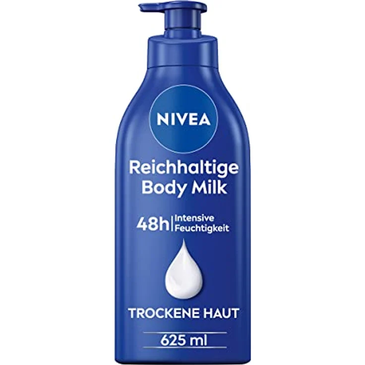 NIVEA Reichhaltige Body Milk (625 ml), für 48h Feuchtigkeitspflege, Lotion mit 5 in 1 Formel für trockene Haut mit Tiefenpflege Serum, Mandelöl und Vitamin E – Bild 3
