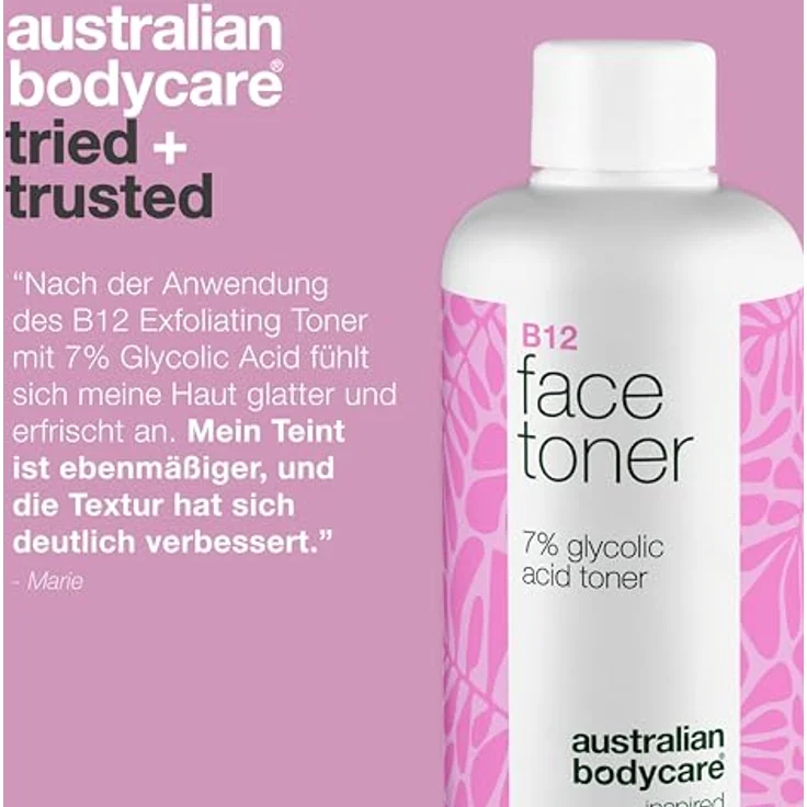 Australian Bodycare B12 Exfoliating Toner, 7% Glykolsäure mit Vitamin B12 und Pflanzenextrakten zur Entfernung abgestorbener Hautzellen und Verbesserung der Hautstruktur – Bild 5