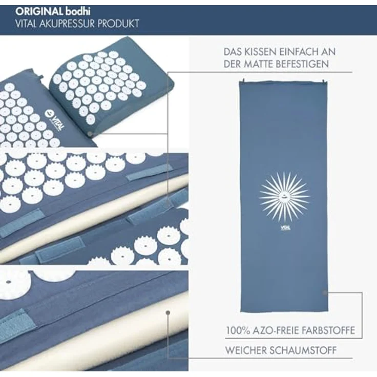 bodhi Akupressurmatte & Kissen Set VITAL XL blau (Set) – Bild 6