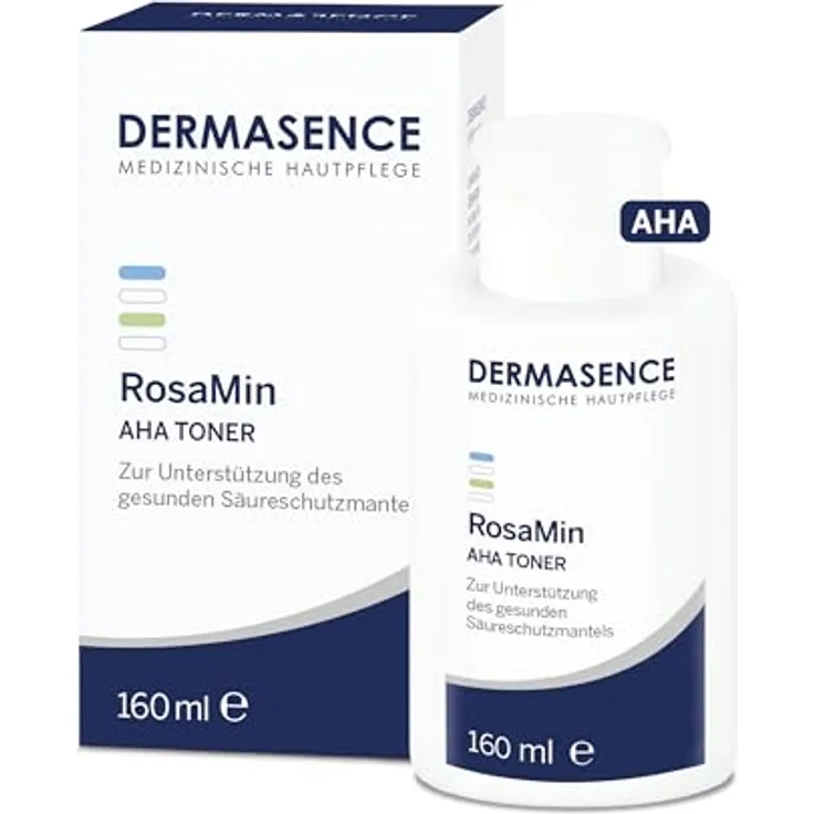 DERMASENCE RosaMin AHA Toner, 160 ml – pH-Wert 4,5, vegan, parfümfrei, alkoholfrei, für empfindliche Haut, Porenverfeinerung und intensive Feuchtigkeit