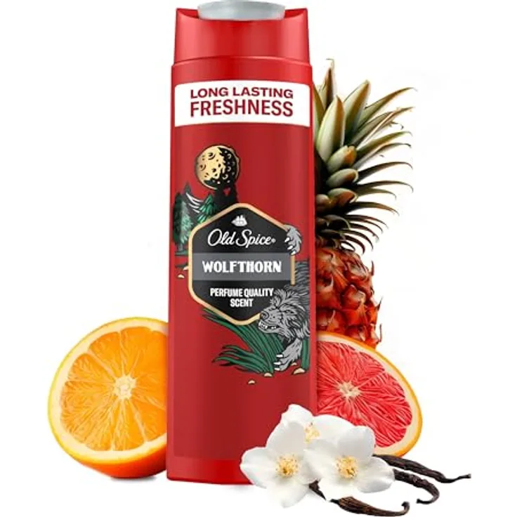 Old Spice Wolfthorn 3-in-1 Duschgel und Shampoo für Männer, 400ml, langanhaltender, frischer Duft in Parfümqualität, Tiefenreinigung für Haare-Gesicht-Körper, sanftes Hautgefühl