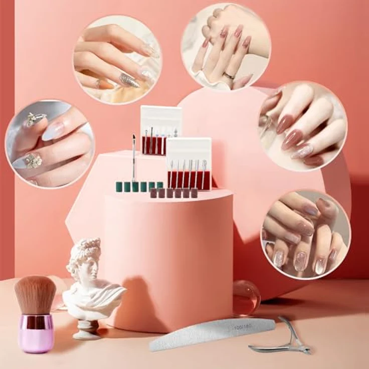 JCMaster Maniküre-Pediküre-Set, Nagelfräser 35000RPM, 5200mAh, 12 Nagelfeile-Bits und Schleifbänder – Bild 6