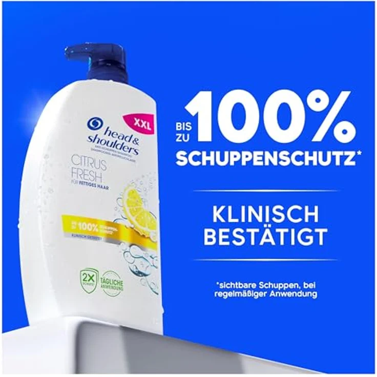 Head & Shoulders Citrus Fresh Anti-Schuppen-Shampoo, 800 ml Pumpspender, Bis zu 100 Prozent Schuppenschutz, Klinisch Getestet, Zitrusduft, Für Fettiges Haar – Bild 2