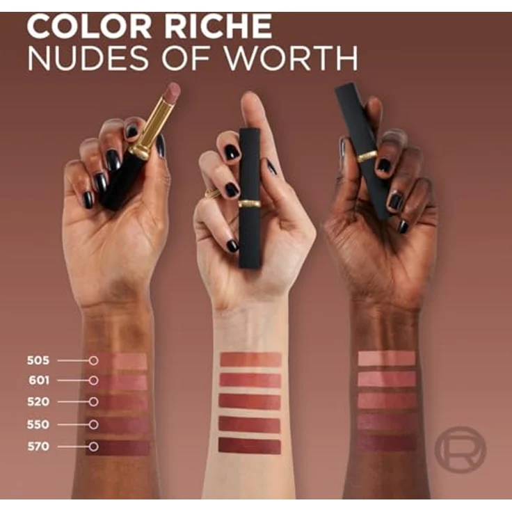 L'Oréal Paris Lippenstift für ein pudrig mattes Finish und 16 Stunden Halt, Color Riche Intense Volume Matte Nude, Farbe: 570 Worth It Intense, 1.8 g – Bild 6