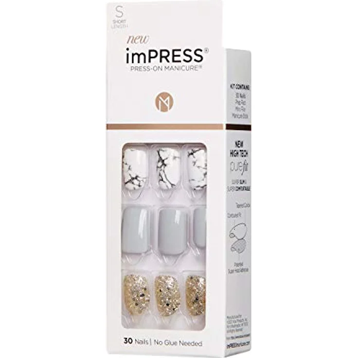 KISS imPRESS Short künstliche Fingernägel selbstklebend, 30 Stück für professionelle Maniküre, einfache Anwendung ohne Kleber – Bild 4