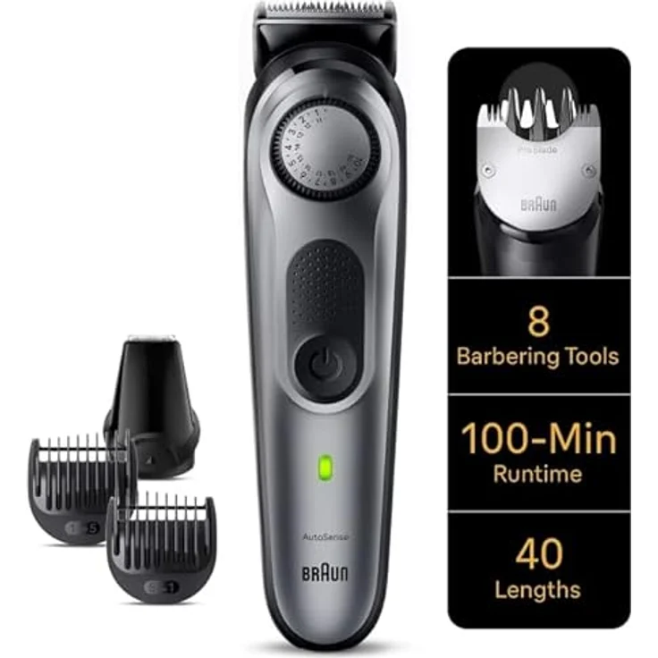 Braun Series 7 BT7420, Bartschneider Set mit Friseurtools und Gillette Rasierer, schwarz – Bild 2