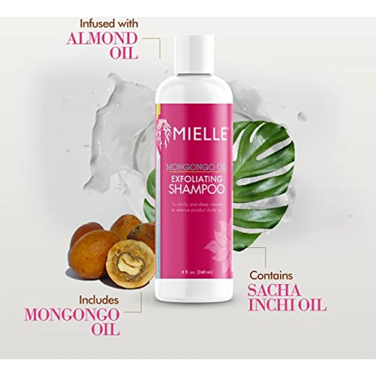 Mielle Mongongo Oil Peeling Shampoo, feuchtigkeitsspendendes Reinigungsshampoo ohne Parabene, 240ml – Bild 3