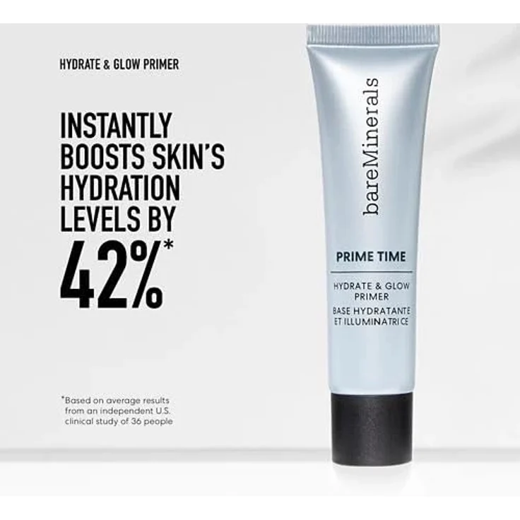 bareMinerals Prime Time Hydrate & Glow Primer, ultraleichtes Serum mit intensiver Feuchtigkeitsversorgung und mineralischen Pigmenten, 30 ml BLANC – Bild 6