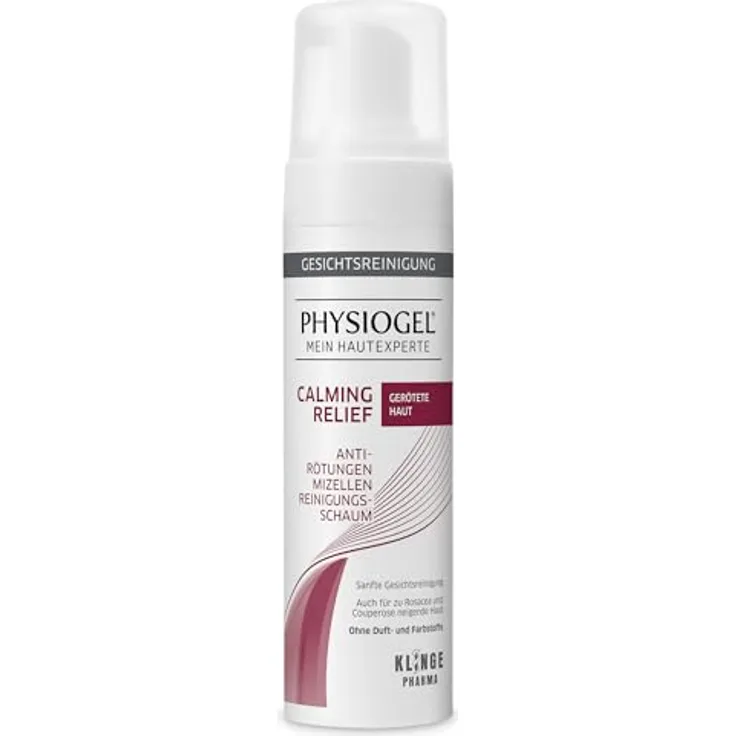 Physiogel Calming Relief Anti-Rötungen Mizellen Reinigungsschaum - Beruhigende Gesichtsreinigung für empfindliche Haut - mit AHA und Endothelyol - 150 ml