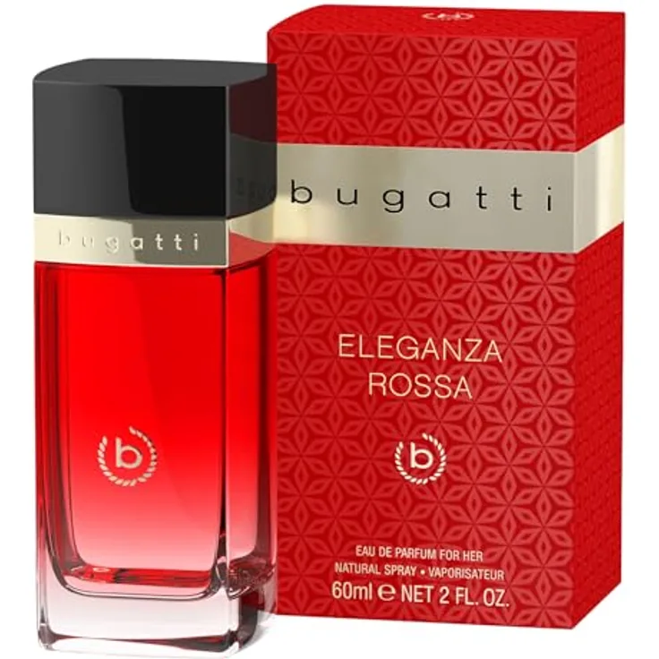 Bugatti Parfüm Damen ELEGANZA ROSSA EdP 60ml floral & fruchtig, Sinnliches Damen Parfüm für jeden Anlass