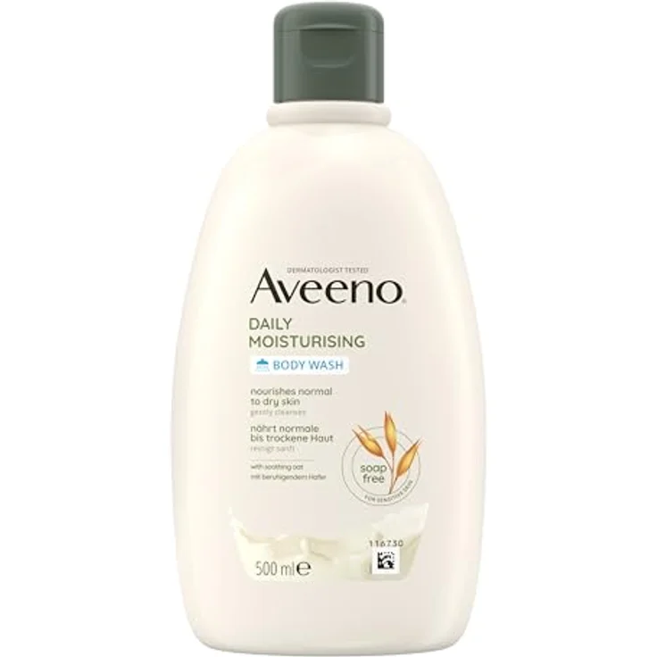 Aveeno Daily Moisturising seifenfreies Duschgel (500ml) für normale bis trockene Haut mit Hafer - vegane Pflegedusche – Bild 1
