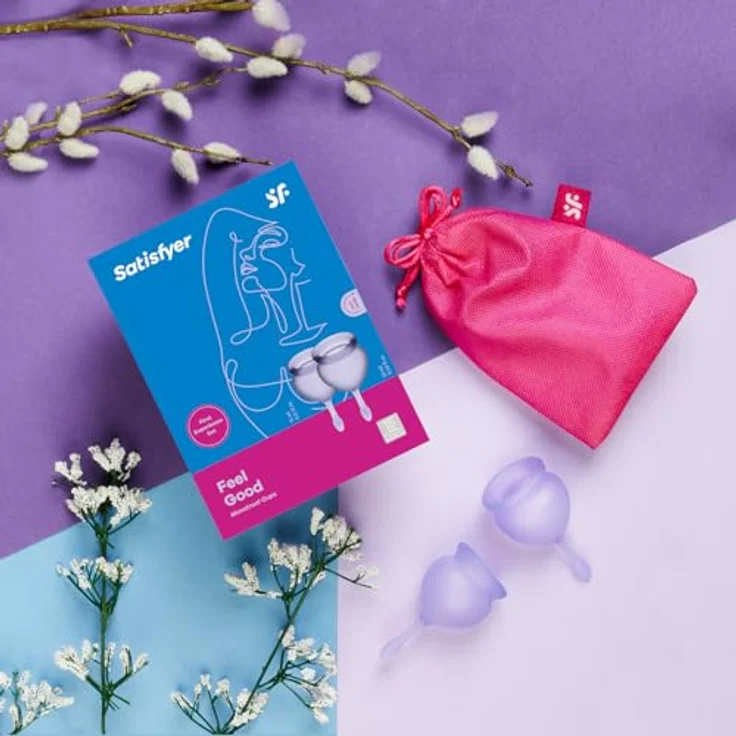 Satisfyer Feel good MENSTRUAL CUP, Menstruationstasse, hypoallergen, 2 Größen (15 ml & 20 ml), lila – Bild 2