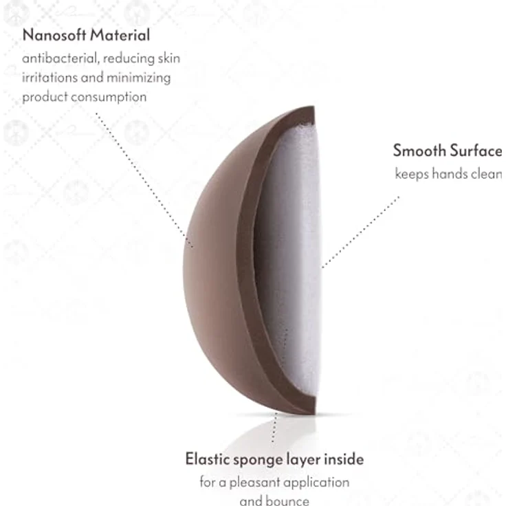 Luvia Cosmetics Single Makeup Puff, tropfenförmige Puderquaste mit ergonomischem Halteband, weiß – Bild 5