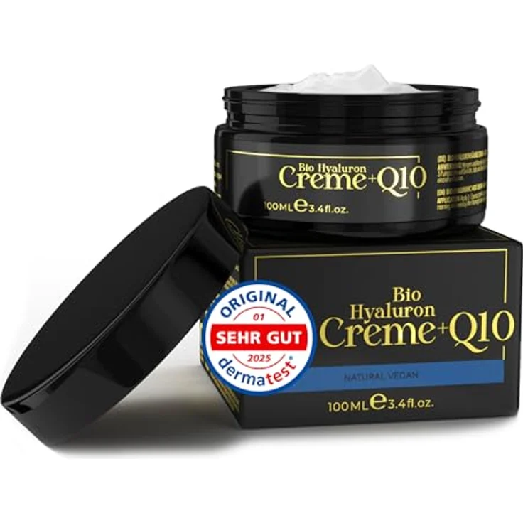 Kapua Naturals Bio Hyaluron Gesichtscreme 100ml + Q10, Anti-Aging Pflege mit natürlichem UV-Schutz, Sheabutter & Mandelöl, unisex, Tiegel – Bild 1
