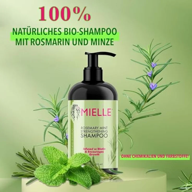 P-Beauty Rosmarin Minze Shampoo, mit Biotin 3x355ml - stärkendes Haarshampoo - Shampoo für Haarwachstumm & Haarausfall - Haarpflege & Kopfhautpflege - Stärkungsshampoo - Schuppenshampoo – Bild 3