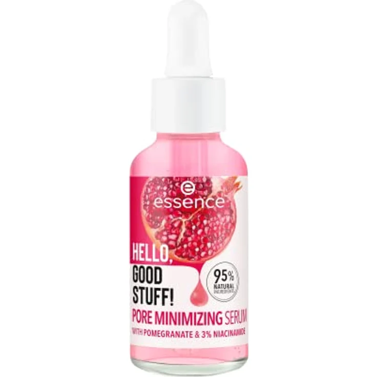 essence HELLO, GOOD STUFF! PORE MINIMIZING Serum, Intensivpflege, Konzentrat, pink, glättend, feuchtigkeitsspendend, porenverfeinernd, natürlich, vegan, ohne Alkohol (30ml) – Bild 1