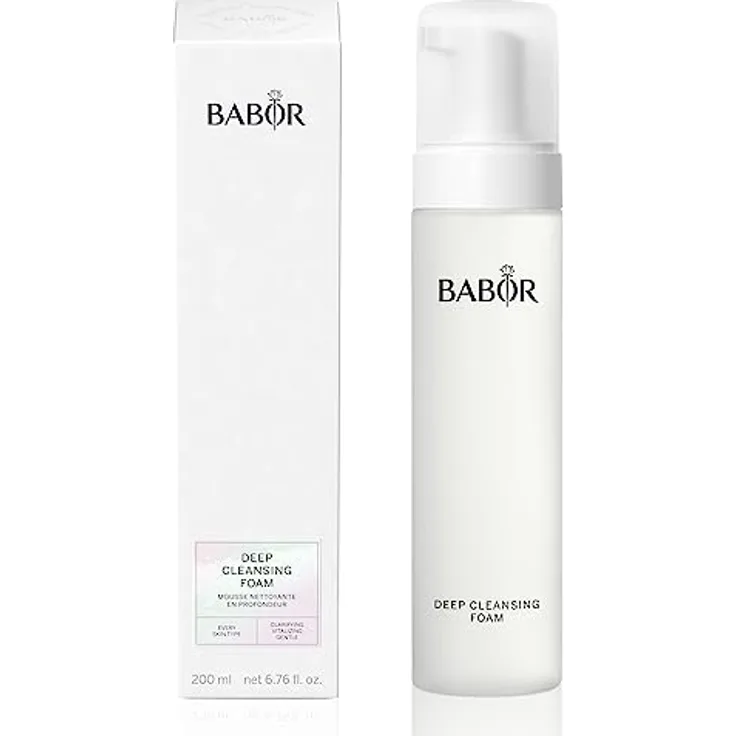 BABOR Deep Cleansing Foam für müde und fahle Haut, Erfrischender Reinigungsschaum zur täglichen Gesichtsreinigung, Vegane Formel, 1 x 200 ml
