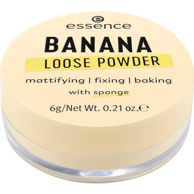 essence cosmetics BANANA LOOSE POWDER, Gelb, mattierend, fixierend, farbkorrigierend, transluzent, matt, vegan, ölfrei, ohne Parfüm, ohne Alkohol, 1er Pack (6g)