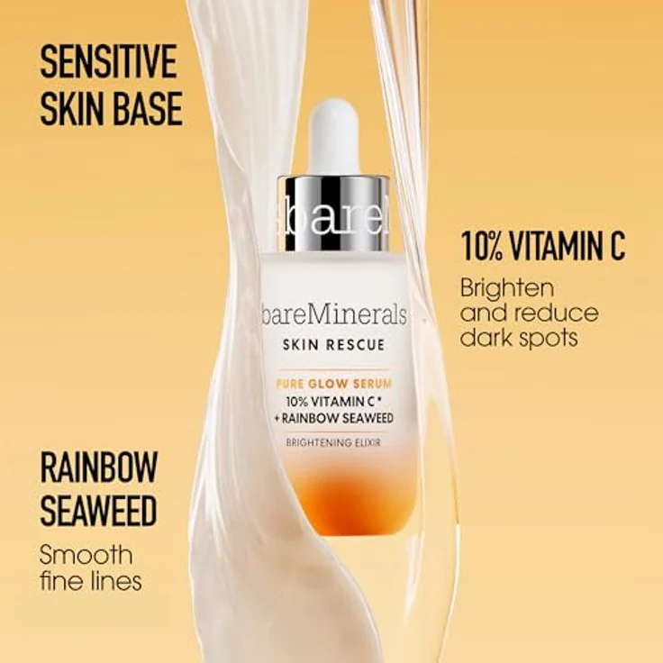 bareMinerals SKIN RESCUE Pure Glow Gesichtsserum, 30 ml, mit 10 % Vitamin C und Regenbogenalge, Coral – Bild 4