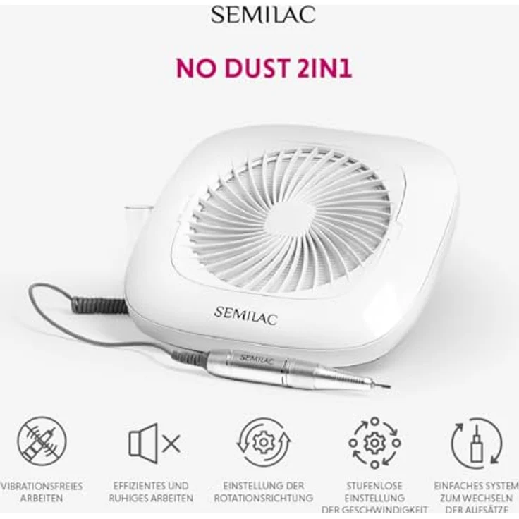 Semilac Elektrische Nagelfeile No Dust 2in1, Nagelpflegegerät für präzise Maniküre und Pediküre – Bild 3
