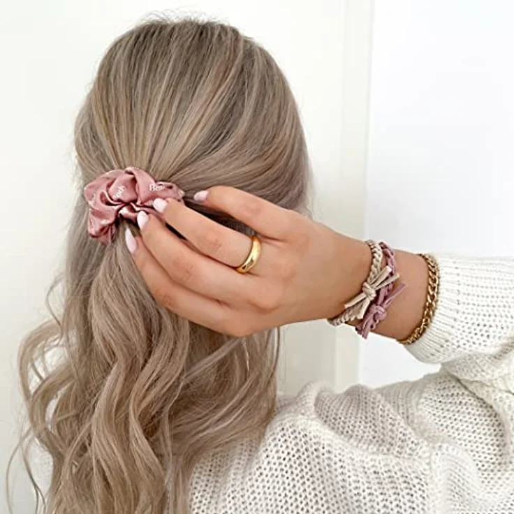 Bellody® Scrunchies Samt – Samtig weich, starker Halt, Velvet Look, exklusive Farben (1 Stück) (Seide Pink) – Bild 4