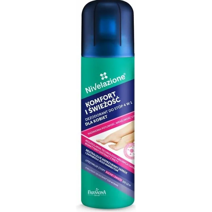 Farmona Nivelazione Feet Deodorant 4in1 für Frauen, Körperspray gegen Fußgeruch, erfrischend und kühlend, 180ml