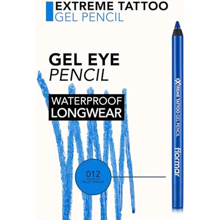 Flormar Extreme Tattoo Gel Pencil 012 Blue Dream, hochpigmentierter Gel-Kajal, mattes Finish, wasserfest & wischfest, langanhaltend, 1,2 g – Bild 3