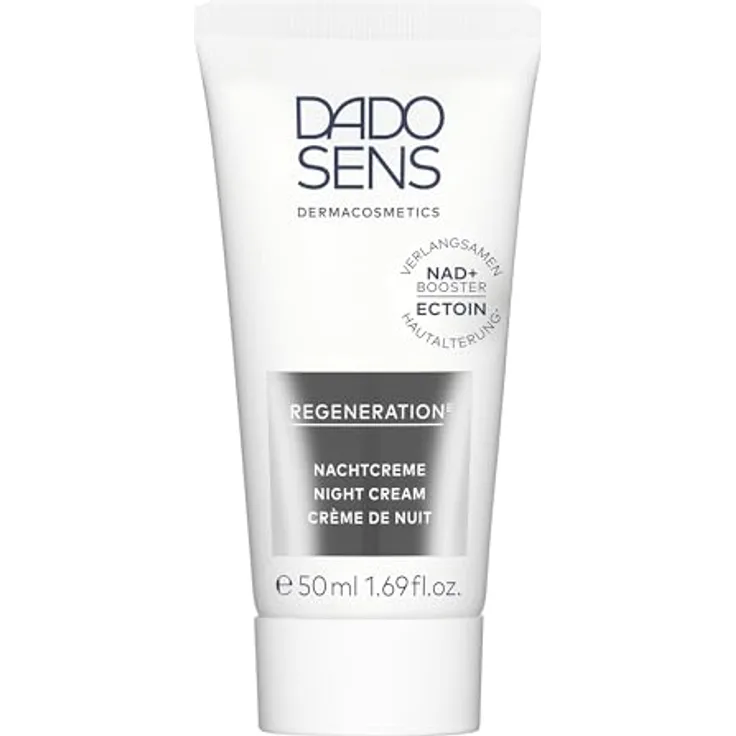 DADO SENS REGENERATION E NACHTCREME 50 ml - Regenerierende Nachtpflege mit Ectoin und NAD+ Booster, für sensible Haut, mildert Falten, Anti-Aging Wirkung