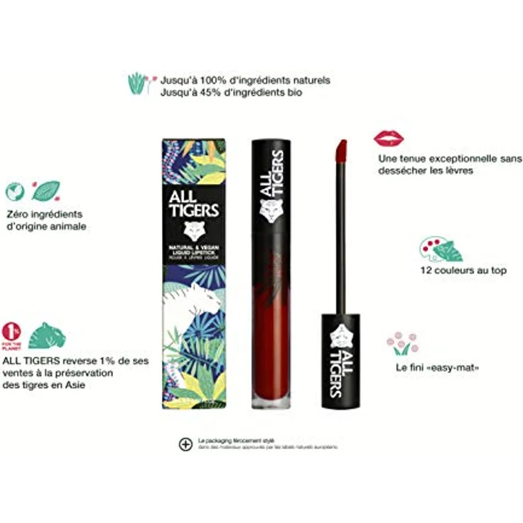 All Tigers Lippen Natural and Vegan Lipstick Lippenstift 889 Rotbraun 8 ml – Bild 2