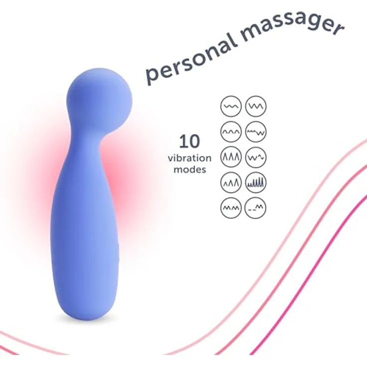 plusOne Persönliches Massagegerät zur Muskelentspannung, 10 Vibrationseinstellungen, wasserdicht, Premium Periwinkle, Silikon, USB-Aufladung – Bild 3