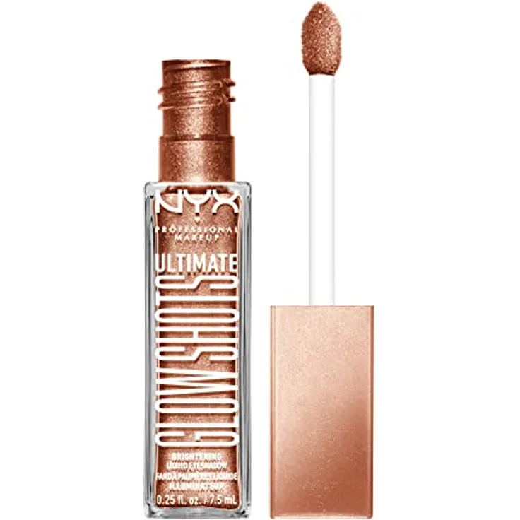 NYX Professional Makeup Ultimate Glow Shots Lidschatten, 7,5 ml, Nr. 06 - Golden Goji, flüssig-cremige Textur mit Vitamin C und gl glossy-glitzerndem Finish