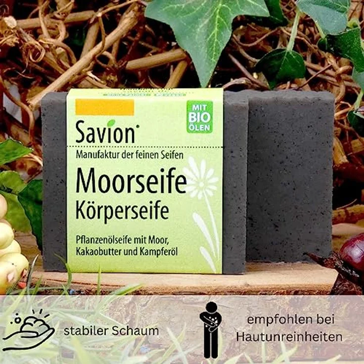 SAVION Moor Körperseife, bei Unreinheiten, Vegan, Palmölfrei, Tierversuchsfrei, 80g – Bild 4