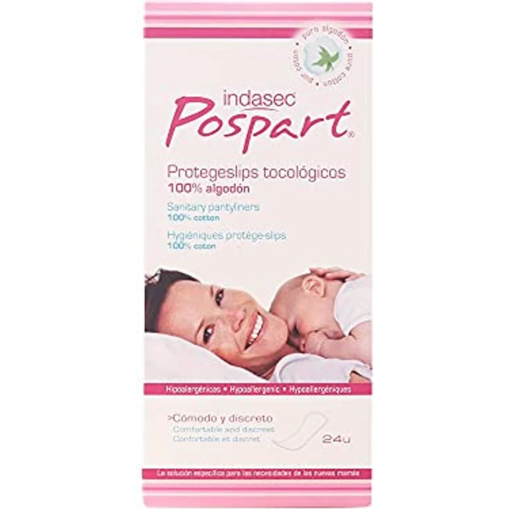 Indasec Postpart protegeslips tocológico 100% Baumwolle 24 Stück Slipeinlagen – Bild 2