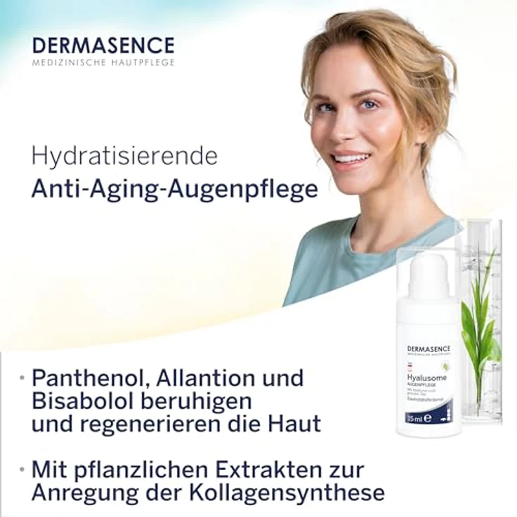 DERMASENCE Hyalusome Augenpflege, 15 ml - Spendet Feuchtigkeit, beruhigt und regeneriert die Haut am Auge - für die feuchtigkeitsarme Augenregion - mit Hyaluron und Grüner-Tee-Extrakt - parfümfrei – Bild 4