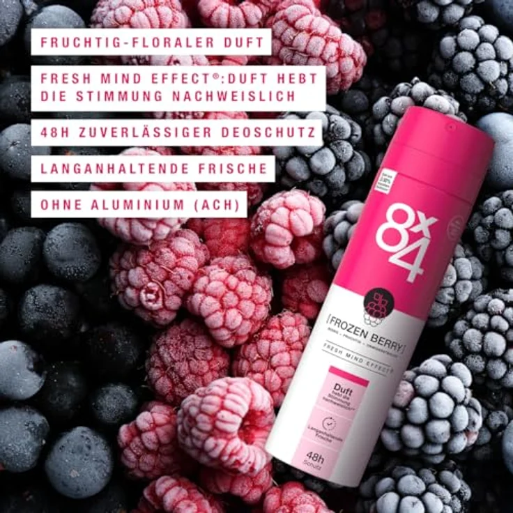 Hidrofugal 8X4 Frozen Berry Deospray, Deodorant mit fruchtig-floralem Duft, erfrischendes Deo ohne Aluminium (ACH) mit 48h Schutz (150 ml) – Bild 2