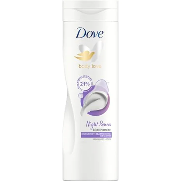 Dove Body Love Serum Body Lotion Night Renew Haut- und Körperpflege mit 21% Skin Renew Complex 400 ml, regeneriert die Haut und spendet bis zu 72 Stunden Feuchtigkeit, 100% recyceltes Plastik – Bild 1