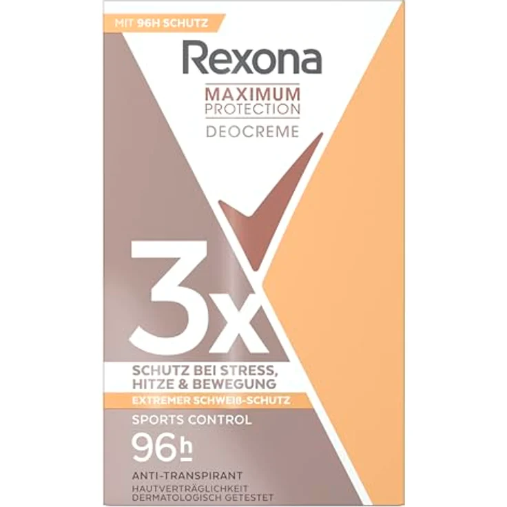 Rexona Maximum Protection Anti Transpirant Deo Creme Sports Control, 96 Stunden Schutz gegen Schwitzen und Geruch, 45 ml, dermatologisch getestet – Bild 1