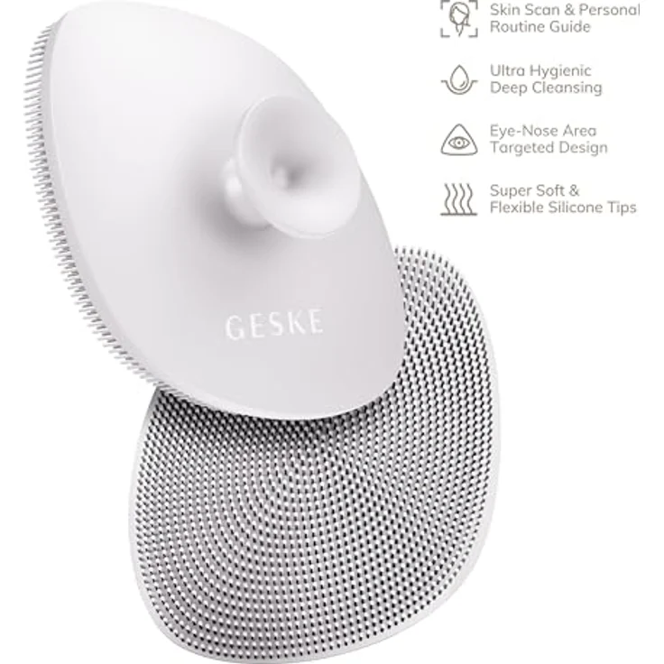 GESKE SmartAppGuided™ Facial Brush 4 in 1, Gesichtsreinigungsbürste mit weicher Silikonbürste und praktischem Griff, professionelle Hautreinigung, inklusive App zur individuellen Skincare Routine – Bild 4