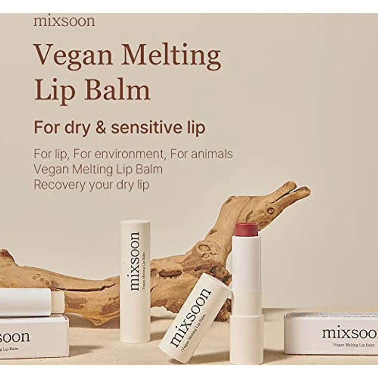 mixsoon veganer schmelzender Lippenbalsam (getrocknete Rose), feuchtigkeitsspendend mit Illipe-Butter und Sheabutter, 0,14 oz / 4,1 g – Bild 2